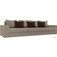 Диван Лига диванов Мэдисон Long 28863 (микровельвет, бежевый/бежевый/коричневый)