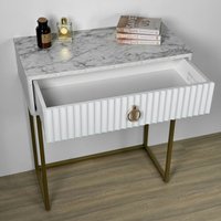 Туалетный столик без зеркала Shtabe Royal 5115 эко (мрамор каррара/золото/р.золото)