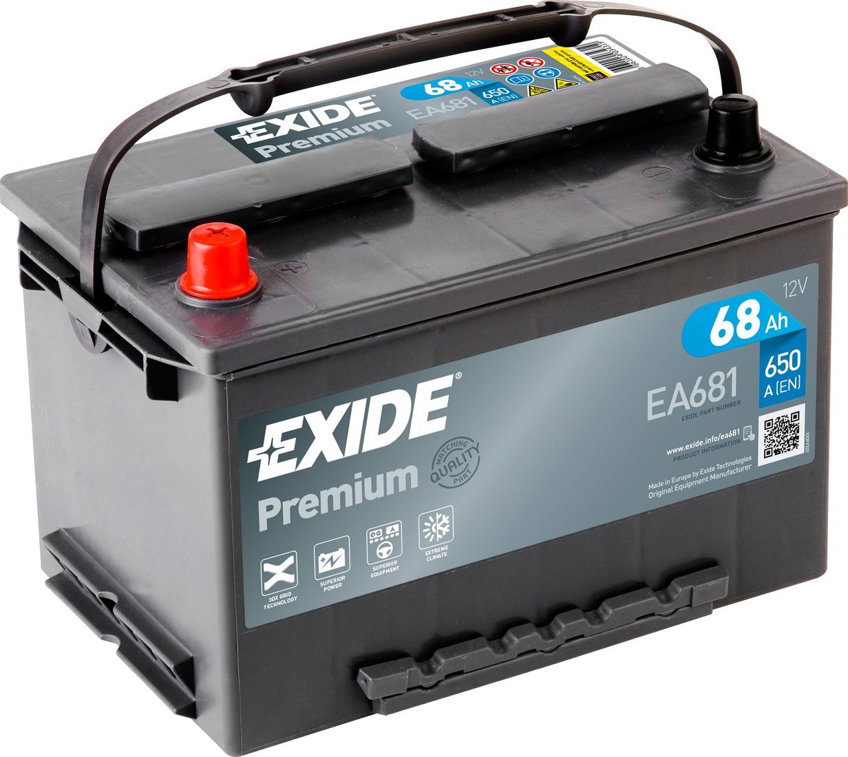 

Автомобильный аккумулятор Exide Premium EA681 (68 А·ч)