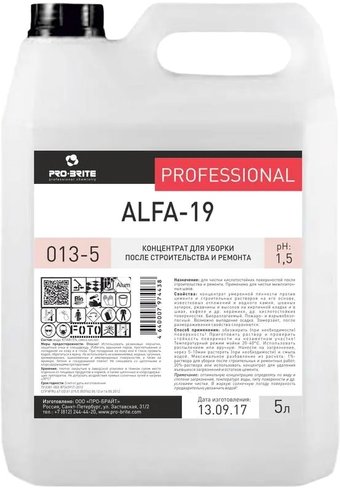 Средство после ремонта Pro-Brite Alfa-19 5 л