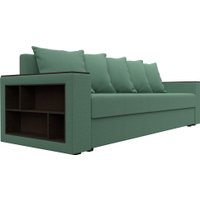 Диван Лига диванов Дубай Лайт полки слева 132284L (рогожка Амур 11 зеленый)