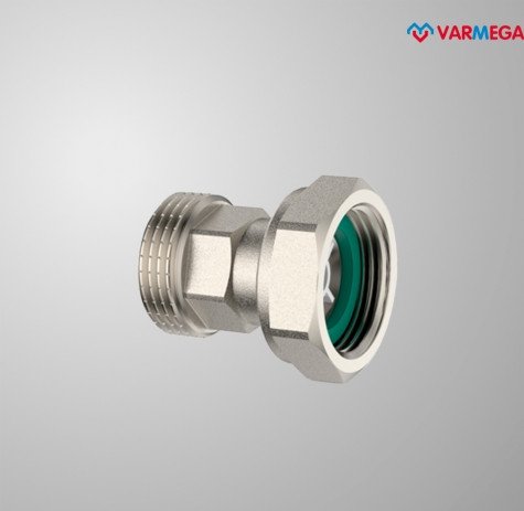 Фитинг Varmega Соединитель с НГ ВР-НР 1 x 1, с плоским уплотнением и обратным клапаном VMTF61-N000606