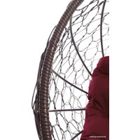 Кресло M-Group Кокос на подставке 11590202 (коричневый ротанг/бордовая подушка)