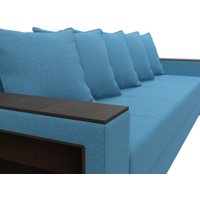 Диван Лига диванов Дубай Лайт полки слева 132283L (рогожка Амур 10 голубой)