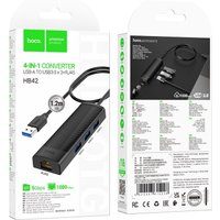 USB-хаб Hoco HB42 USB Type-A (3 x USB 3.2 Gen1, 1.2 м)