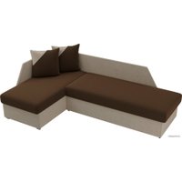Угловой диван Лига диванов Андора 102666 (левый, микровельвет, коричневый/бежевый)