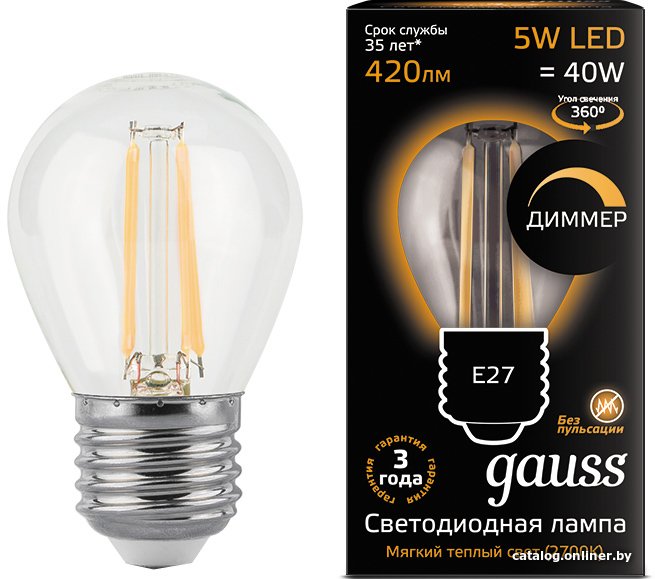 Светодиодная лампочка Gauss E27 5 Вт 2700K 105802105-D