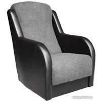 Интерьерное кресло Асмана Дачник-1 (рогожка серый/кожзам черный)