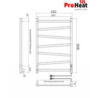 Полотенцесушитель ProHeat Quadro Diago 50х80 (терморегулятор, таймер, черный муар)