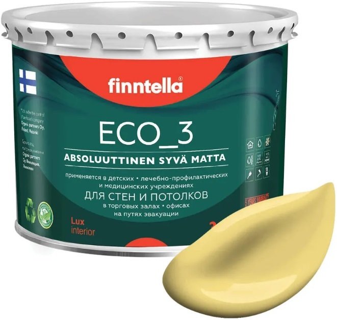 

Краска Finntella Eco 3 Wash and Clean Maissi F-08-1-3-LG148 2.7 л (св.-желтый)