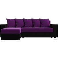 Угловой диван Лига диванов Дубай лайт левый (микровельвет фиолетовый/черный)