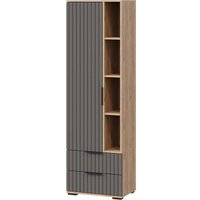 Шкаф-пенал Трия Хилтон с открытми полками (дуб крафт золотой/графит матовый)