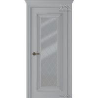 Межкомнатная дверь Belwooddoors Палаццо 1 80 см (мателюкс белый витраж 39, эмаль светло серый)