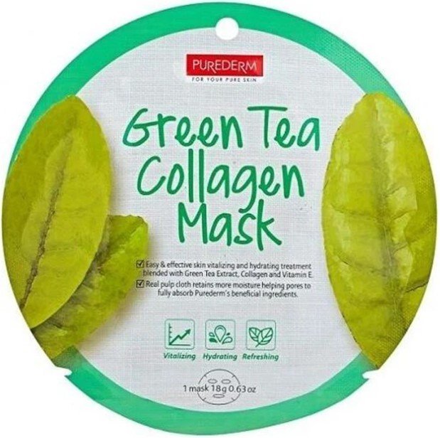 

Purederm Маска для лица тканевая Green Tea Collagen Mask 18 г