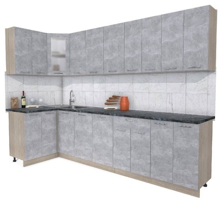 

Готовая кухня Интерлиния Мила 12x30 (бетон-бетон-кастилло темный)