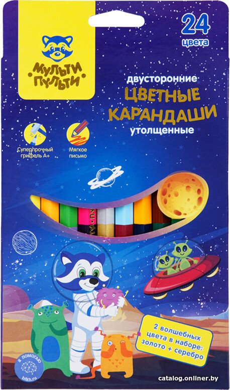 Набор цветных карандашей Мульти-пульти Енот в космосе CP_33722 (12 шт, 24 цвета)
