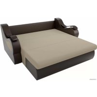 Диван Лига диванов Меркурий 100353 100 см (рогожка бежевый/экокожа коричневый)