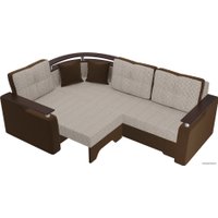 Угловой диван Лига диванов Комфорт 102600 (левый, корфу/микровельвет, корфу 02/коричневый)