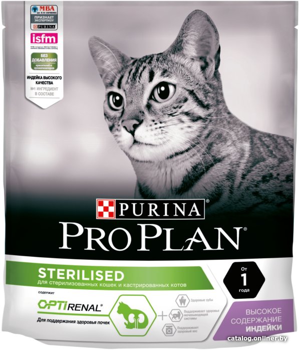 Сухой корм для кошек Pro Plan Sterilised Adult Optirenal для стерилизованных с индейкой 400 г