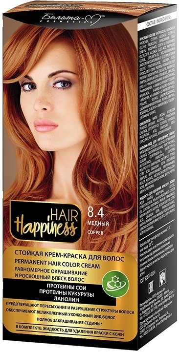 

Крем-краска для волос Белита-М Hair Happiness Стойкая 8.4 медный