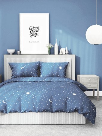 1.5-спальный комплект постельного белья Samsara Night stars 1.5сп (простыня на резинке)
