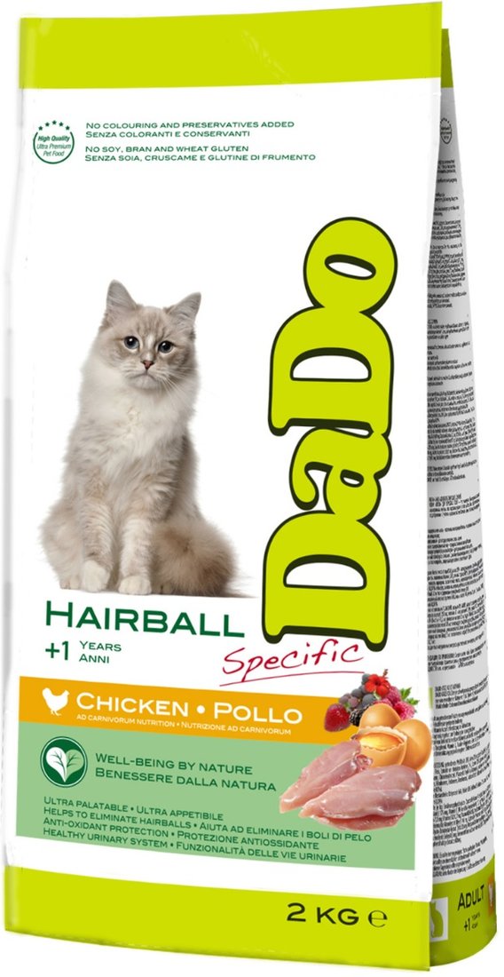 

Сухой корм для кошек Dado Hairball с эффектом выведения шерсти c курицей 2 кг