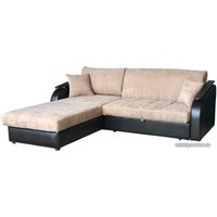 Угловой диван Асмана Магнат 0.8 декор прямой (бел глессе/подлокотник кожзам коричневый)