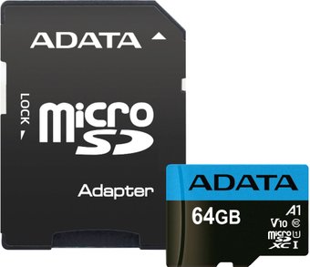 ADATA Premier AUSDX64GUICL10A1-RA1 microSDXC 64GB (с адаптером)