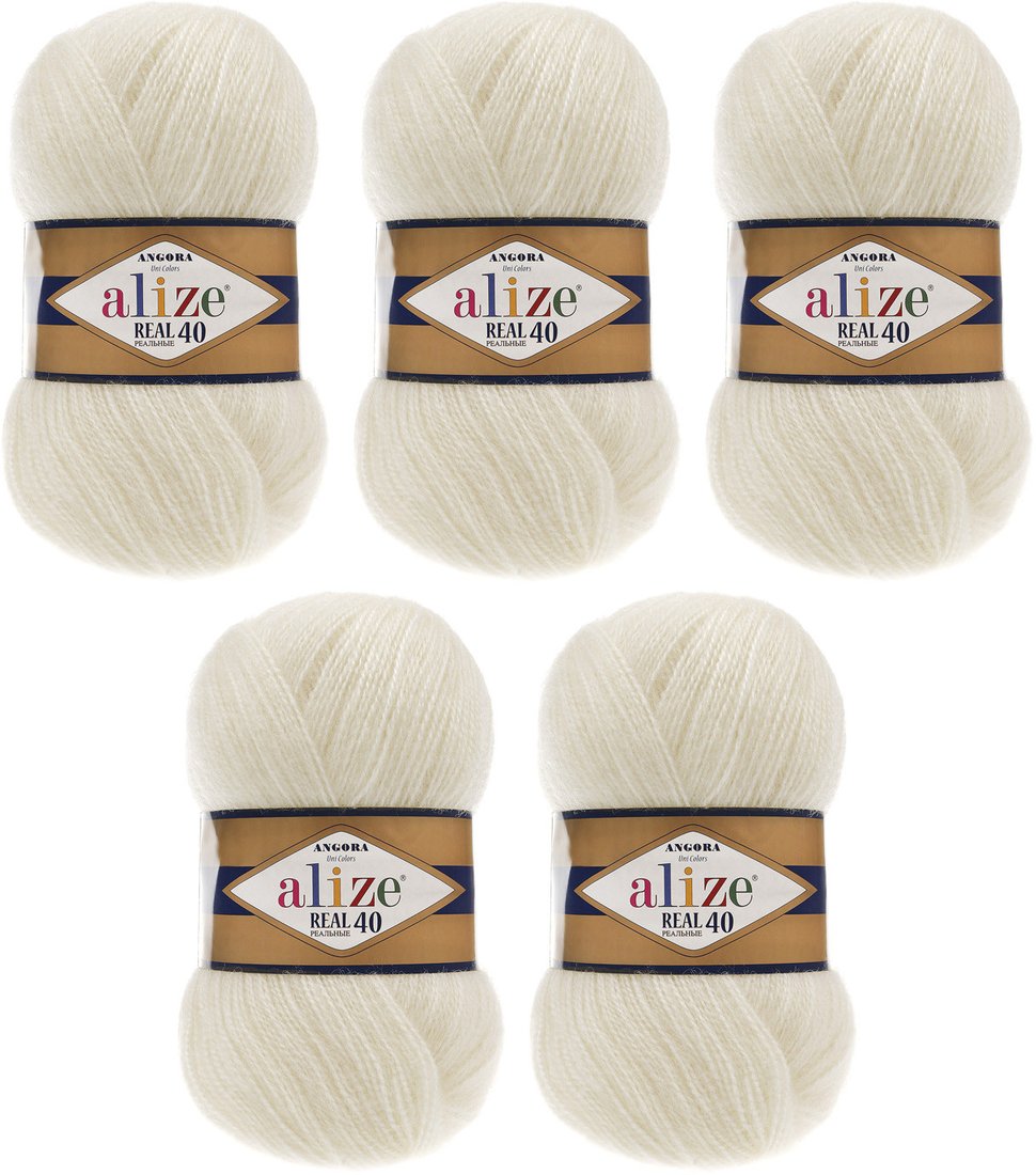 

Набор пряжи для вязания Alize Angora Real 40 450 (480 м, молочный, 5 мотков)