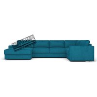 П-образный диван Rivalli Дискавери + оттоманка правая + угловая секция + кресло секц. (Bravo Grey)