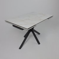 Кухонный стол Lepremo AV 2111 МДФ+керамика раздвижной 1200-1800x800 (белый глянцевый Carla Larkin/черный)