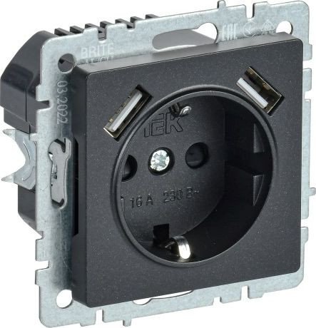 

Розетка IEK Brite BR-R14-16-U21-D31-K02