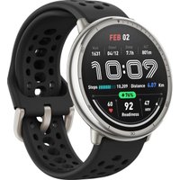 Умные часы Amazfit Active 2 (серебристый, с черным силиконовым ремешком)