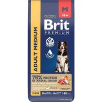 Сухой корм для собак Brit Premium Adult Medium с индейкой и телятиной 15 кг в Гомеле
