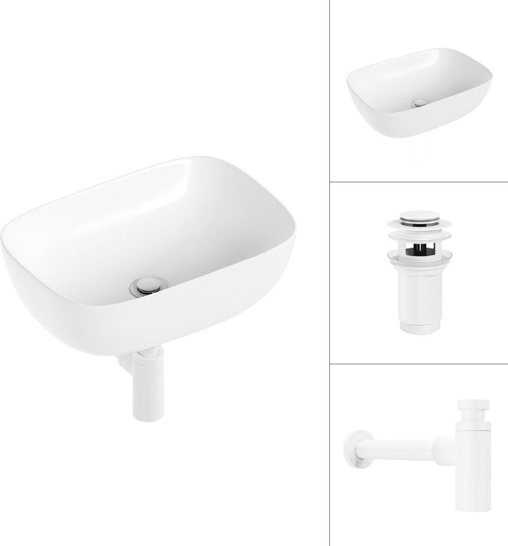

Умывальник Lauter 21493A + клапан 21190W + сифон 21635W (белый матовый)