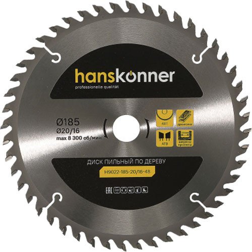 

Пильный диск Hanskonner H9022-185-20/16-48