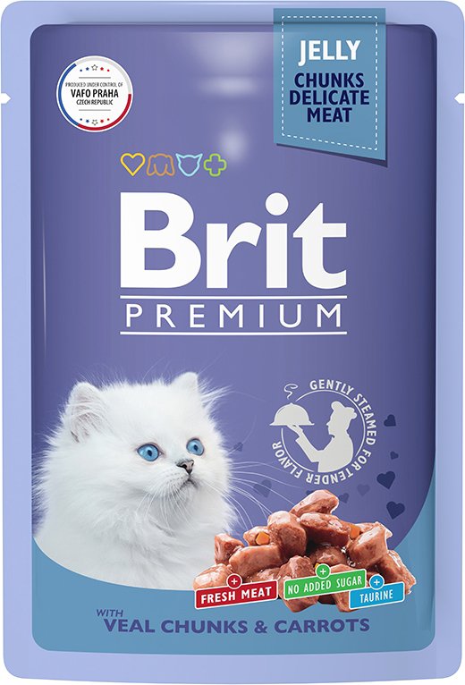 

Пресервы Brit Premium для котят телятина с морковью в желе 85 г