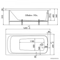 Ванна 1AcReal Gamma 170x70 (с ножками и экраном)
