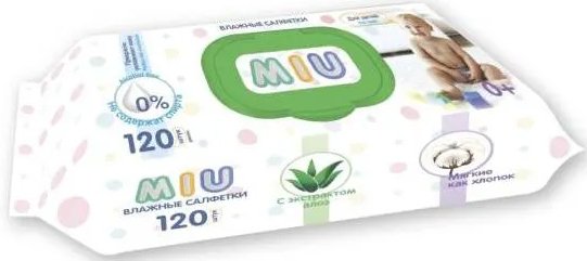 

Влажные салфетки MIU С экстрактом алоэ (120 шт)