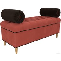 Банкетка Лига диванов Глория 113676 (микровельвет коралловый/коричневый/коричневый)