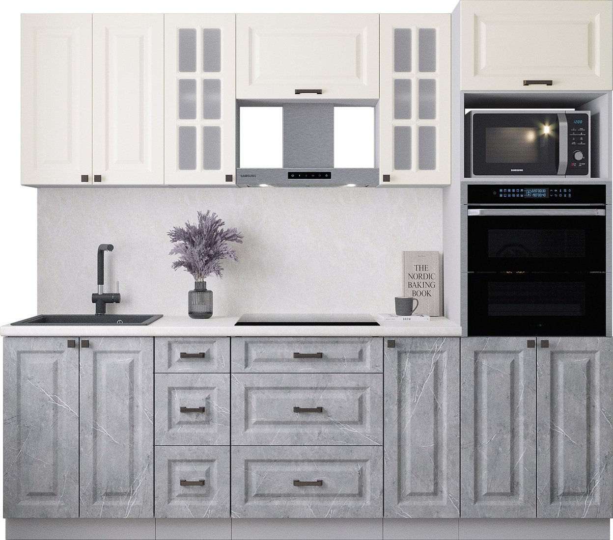 

Готовая кухня Интерлиния Мила Деко 2.4 (керамика/белый/опал светлый)