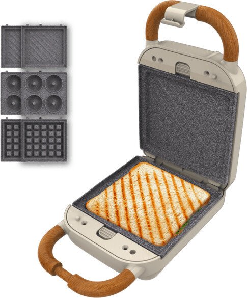 Многофункциональная сэндвичница Cecotec Rock'nToast Retro One Beige