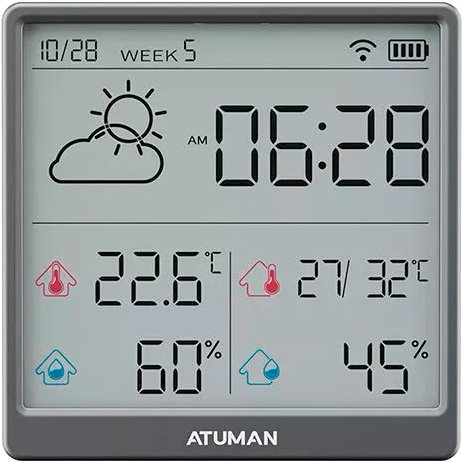 

Термогигрометр Atuman Duka TH3 (серый)