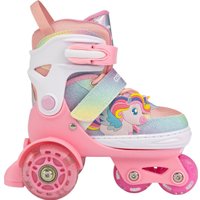 Роликовые коньки Cosmoride Fei + набор защиты (р-р 31-34, белый/розовый)