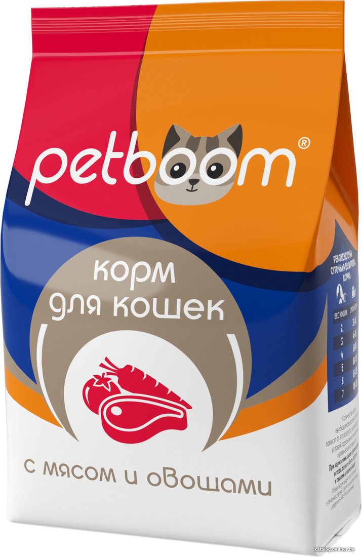 Сухой корм для кошек PetBoom Для взрослых кошек с мясом и овощами 10 кг