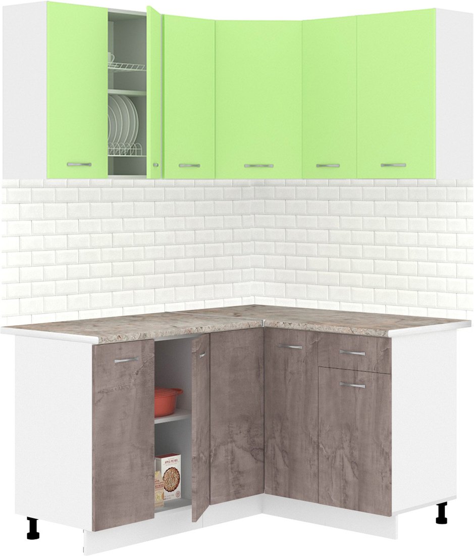 

Готовая кухня Кортекс-мебель Корнелия Лира 1.5x1.3 (зеленый/оникс/марсель)