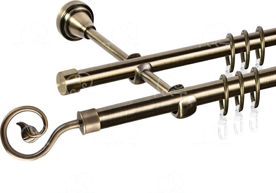 

Карниз для штор АС ФОРОС Завиток одинарный D16Г/16Г с простым кольцом с крючком (1.4 м, антик)