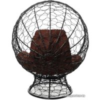 Кресло M-Group Кокос на подставке 11590305 (серый ротанг/коричневая подушка)