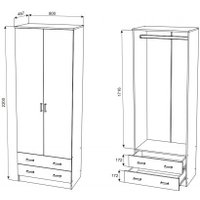 Шкаф распашной Стендмебель Дуэт двухстворчатый (ясень шимо светлый/ясень шимо темный)