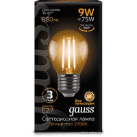 Светодиодная лампочка Gauss Filament Globe E27 9 Вт 2700 К 105802109